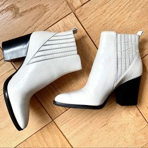 Marc Fisher Alva white croc embossed bootie NWOT